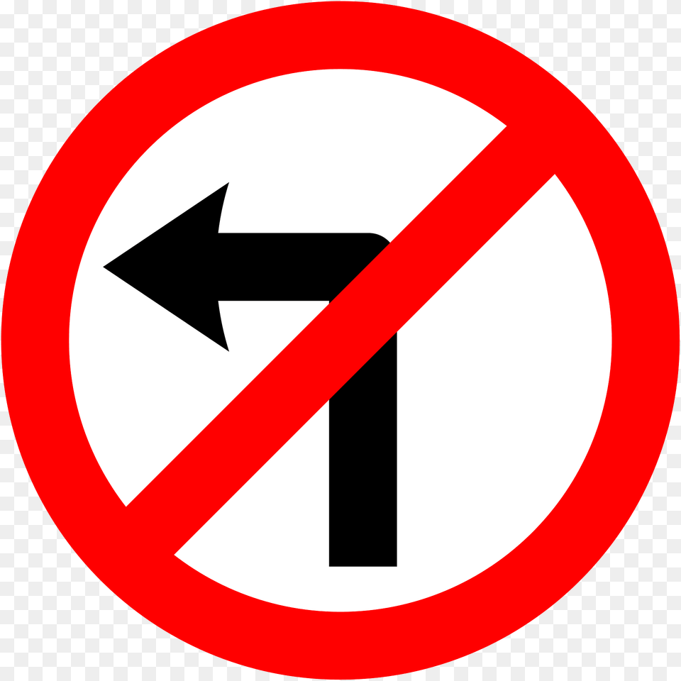No Left Turn Sign In Ireland Clipart, Symbol, Road Sign Png