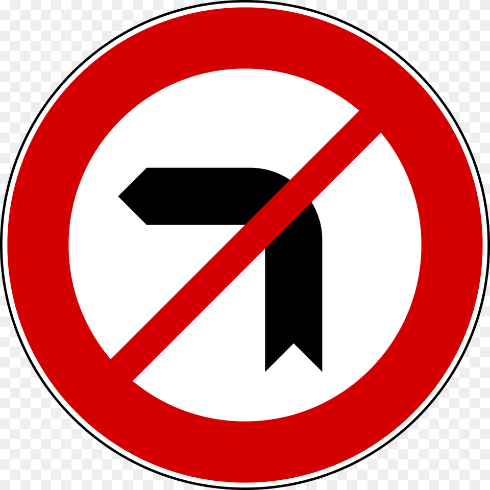 No Left Turn Sign In Italy Clipart, Symbol, Road Sign, Disk Free Png Download