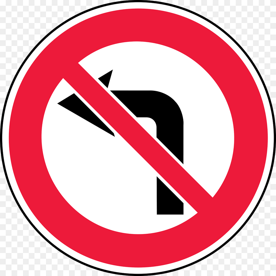 No Left Turn Sign In Latvia Clipart, Symbol, Road Sign, Disk Free Png Download