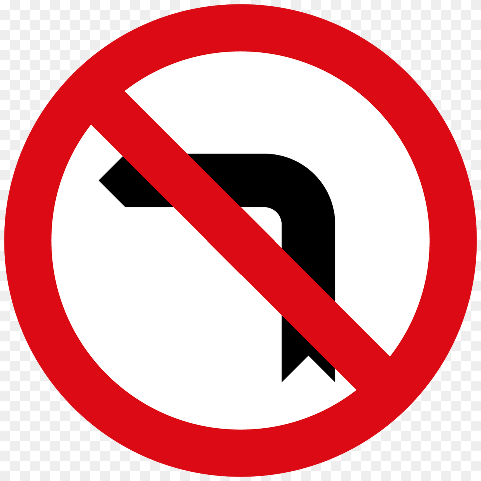 No Left Turn Sign In Liberia Clipart, Symbol, Road Sign Free Png Download