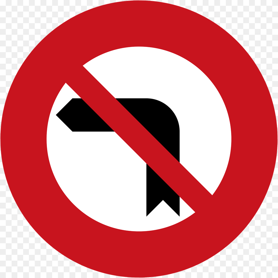 No Left Turn Sign In Malaysia Clipart, Symbol, Road Sign, Disk Free Png