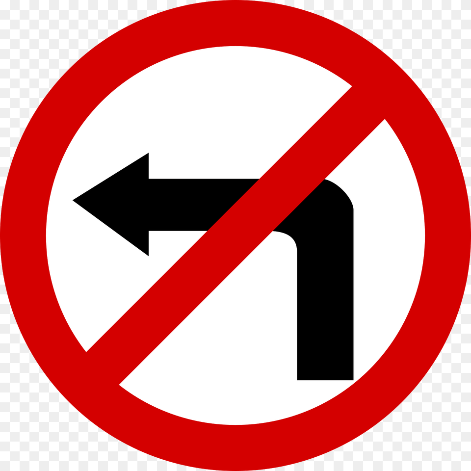 No Left Turn Sign In Poland Clipart, Symbol, Road Sign Free Png Download