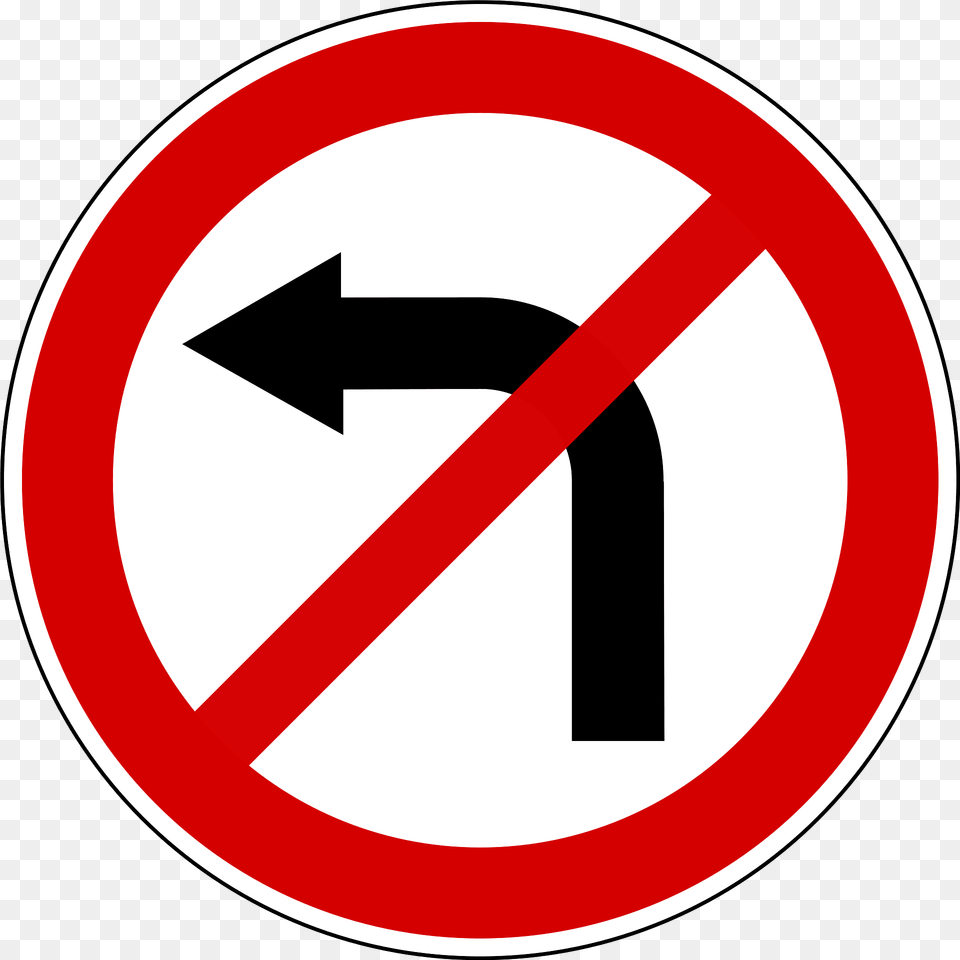 No Left Turn Sign In Slovenia Clipart, Symbol, Road Sign Free Png Download