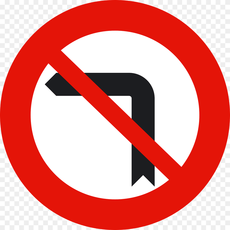 No Left Turn Sign In Spain Clipart, Symbol, Road Sign Png