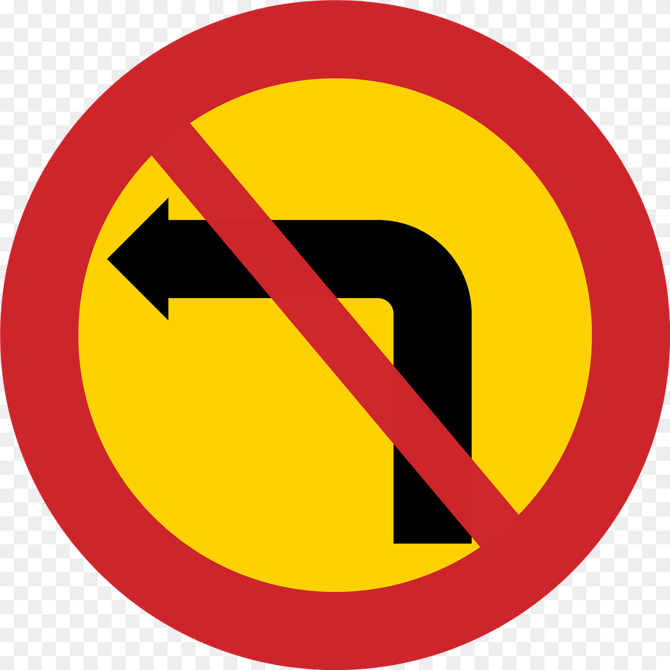 No Left Turn Sign In Sweden Clipart, Symbol, Road Sign Png