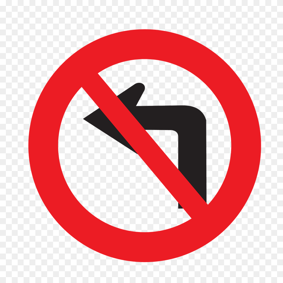 No Left Turn Sign In Uruguay Clipart, Symbol, Road Sign Png Image
