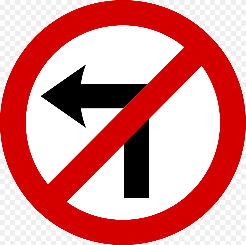 No Left Turn Traffic Sign Transparent, Symbol, Road Sign Free Png Download