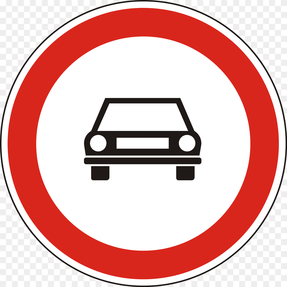No Motor Vehicles Except Motorcycles Sign In Hungary Clipart, Symbol, Road Sign, Disk Free Png