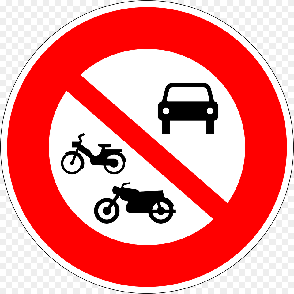 No Motor Vehicles Including Mopeds Clipart, Sign, Symbol, Road Sign, Vehicle Free Png Download