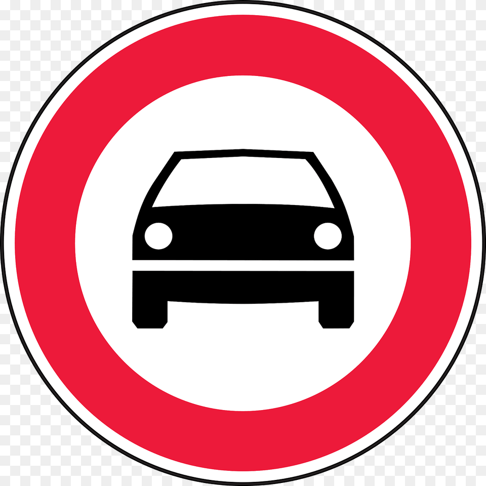 No Motor Vehicles Sign In Latvia Clipart, Symbol, Road Sign, Disk, Car Free Transparent Png