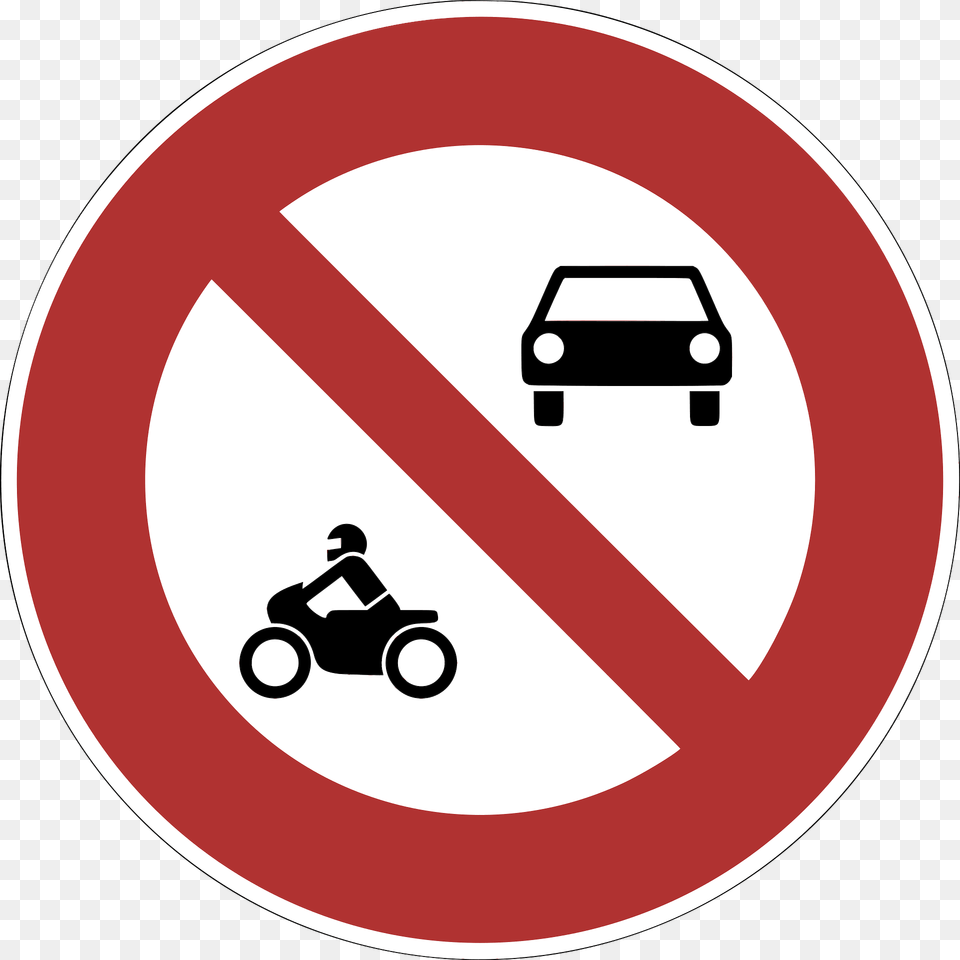 No Motor Vehicles Sign In Luxembourg Clipart, Symbol, Road Sign, Disk, Device Free Transparent Png