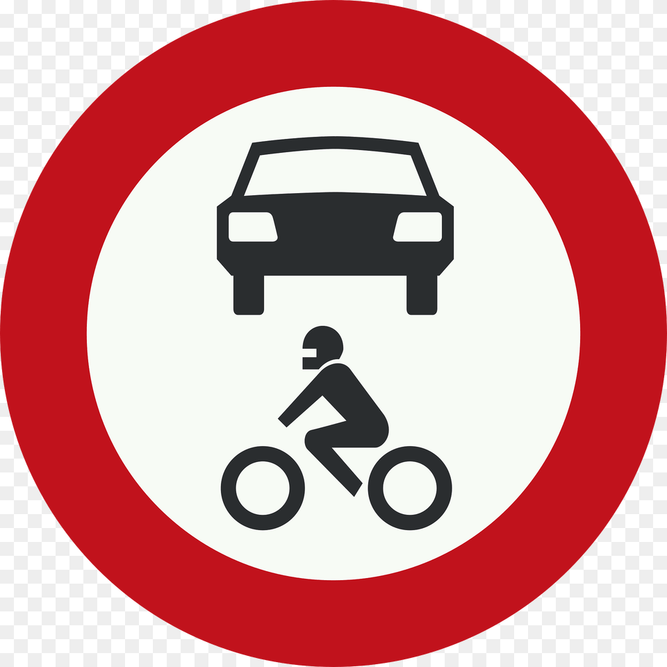 No Motor Vehicles Sign In Netherlands Clipart, Symbol, Person, Road Sign, Car Png