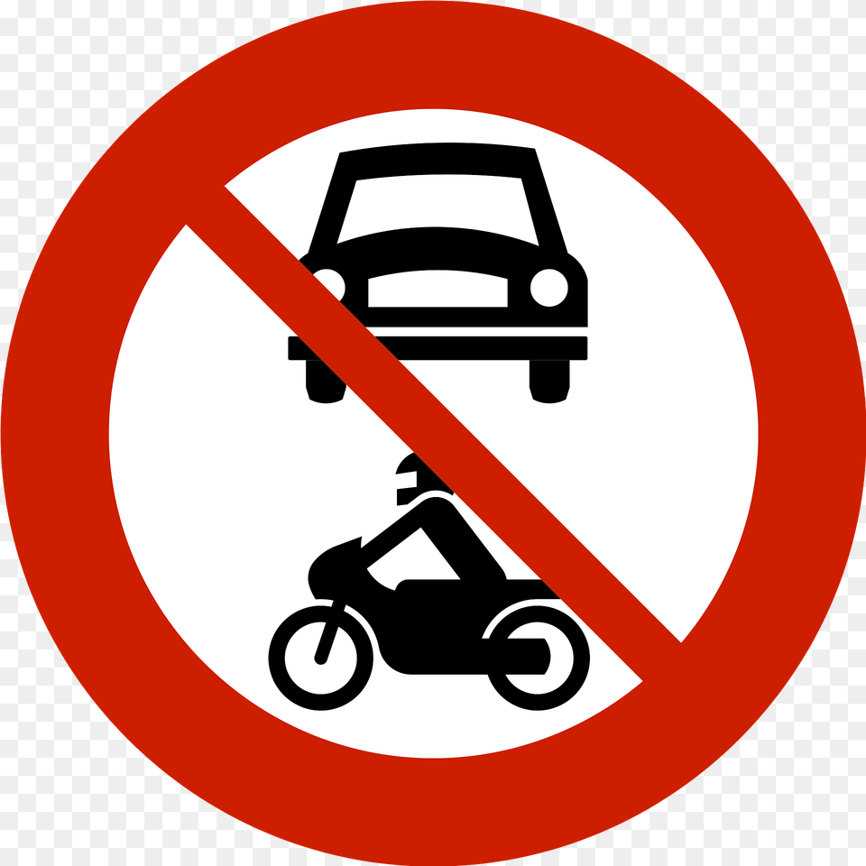 No Motor Vehicles Sign In Norway Clipart, Symbol, Road Sign, Device, Grass Free Png Download