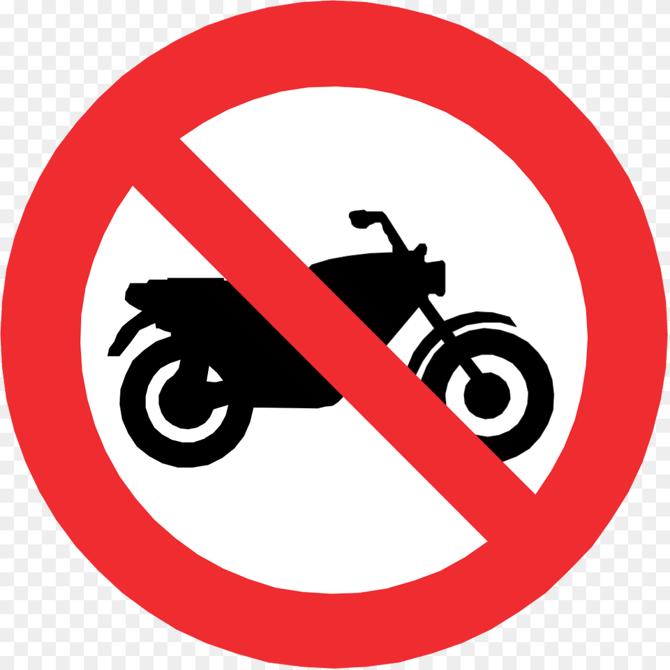 No Motorcycles Sign, Symbol, Road Sign, Machine, Wheel Free Png Download