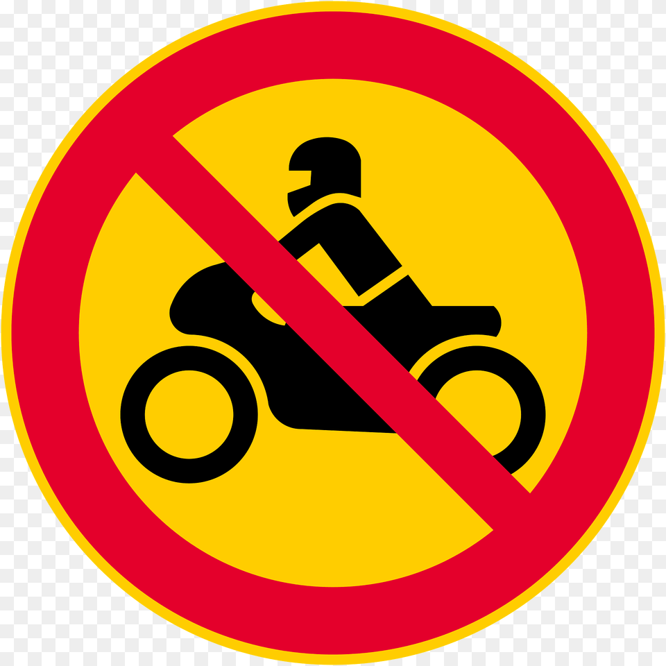 No Motorcycles Sign In Finland Clipart, Symbol, Grass, Plant, Road Sign Png Image