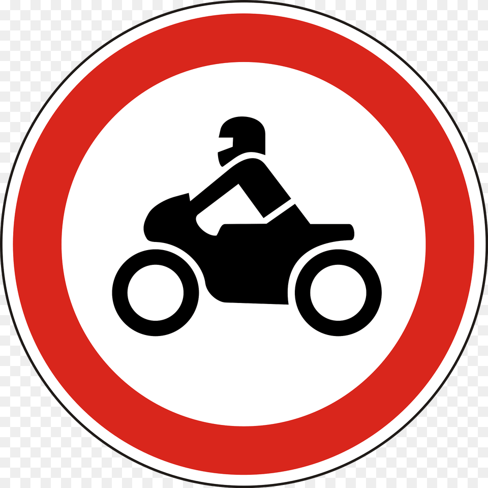 No Motorcycles Sign In Hungary Clipart, Symbol, Grass, Plant, Road Sign Png