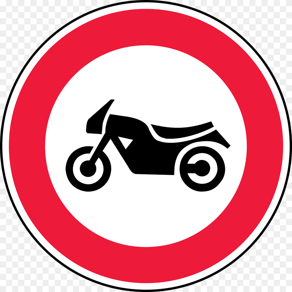 No Motorcycles Sign In Latvia Clipart, Symbol, Road Sign, Disk Png