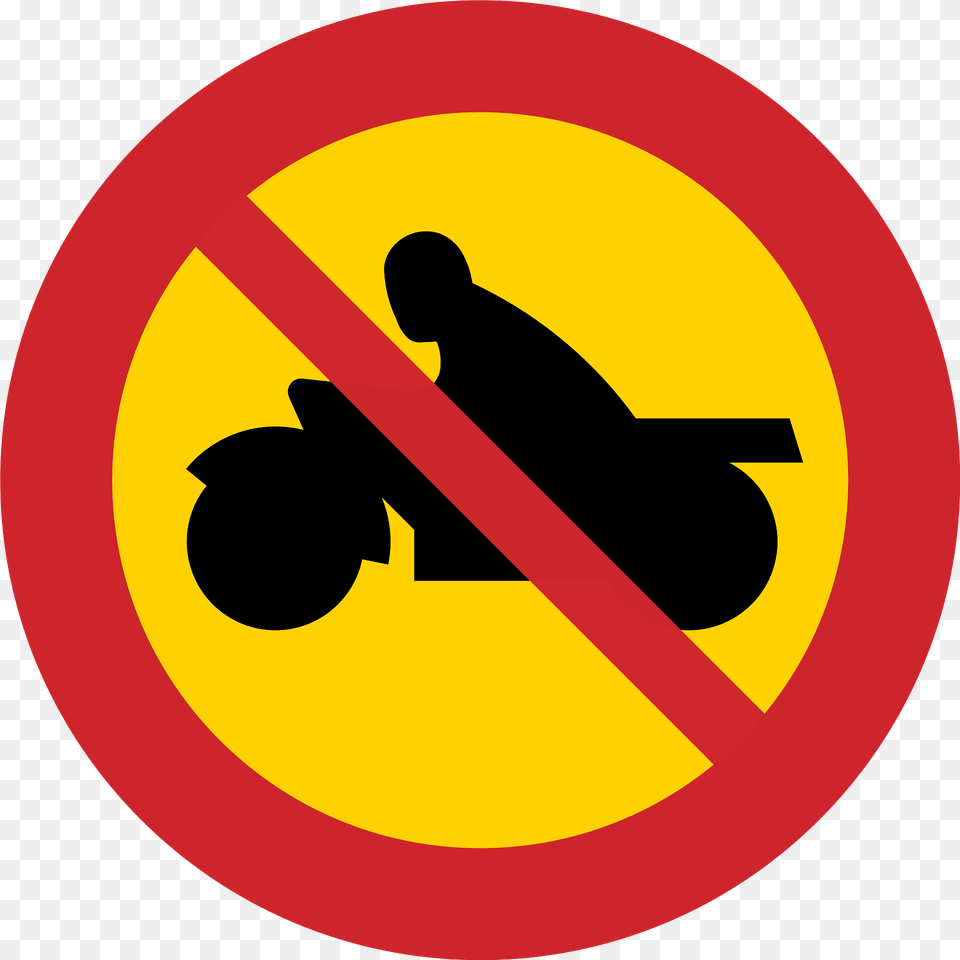 No Motorcycles Sign In Sweden Clipart, Symbol, Road Sign, Person Png