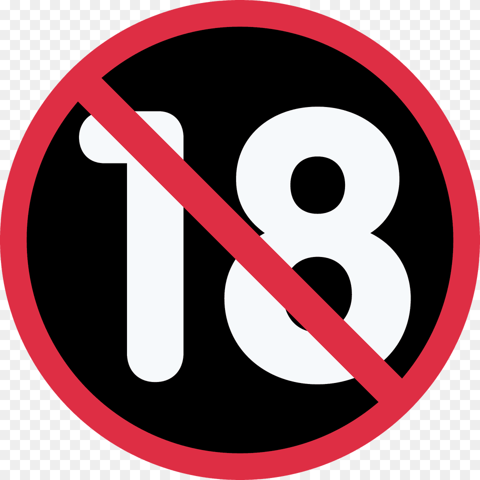 No One Under Eighteen Emoji Clipart, Symbol, Number, Text, Sign Png