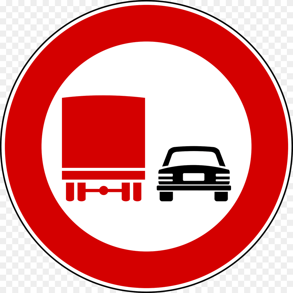 No Overtaking By Heavy Goods Vehicles Clipart, Sign, Symbol, Car, Transportation Free Transparent Png