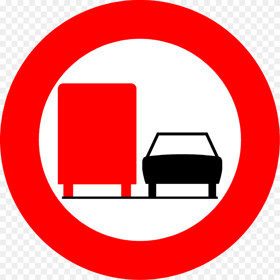 No Overtaking By Heavy Goods Vehicles Sign In Belgium Clipart, Symbol, Road Sign Free Png