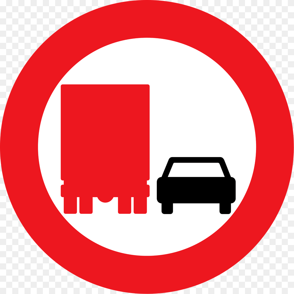 No Overtaking By Heavy Goods Vehicles Sign In Denmark Clipart, Symbol, Road Sign Free Png