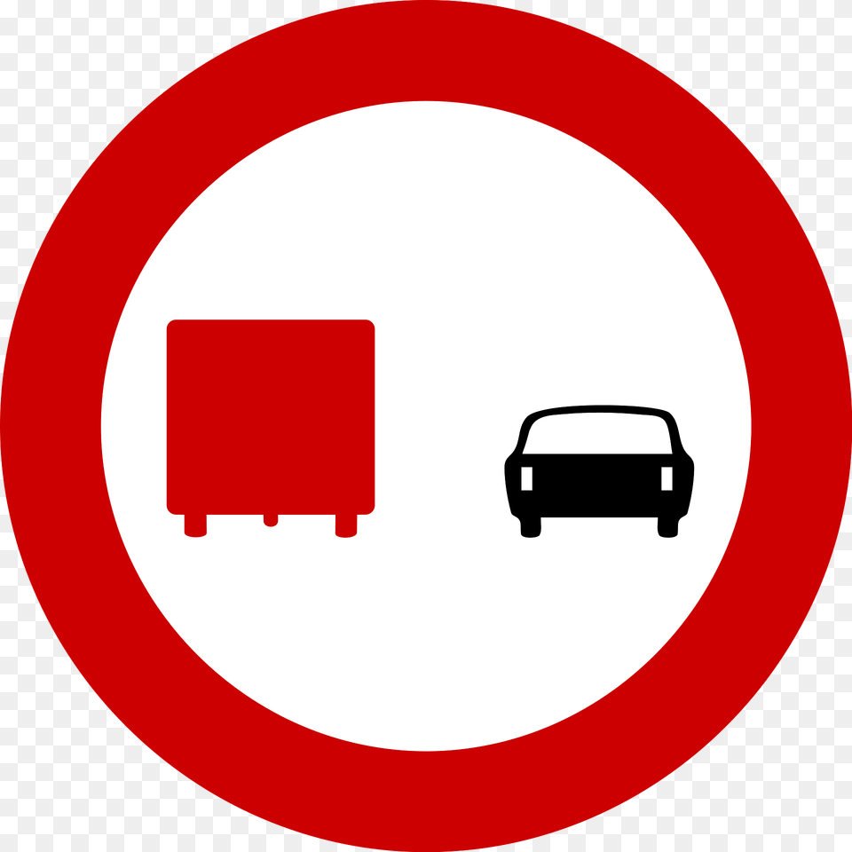 No Overtaking By Heavy Goods Vehicles Sign In Greece Clipart, Symbol, Car, Transportation, Vehicle Png Image