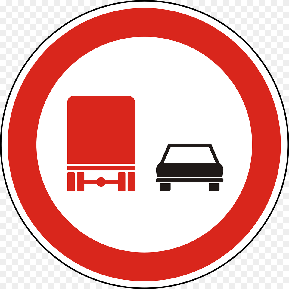 No Overtaking By Heavy Goods Vehicles Sign In Hungary Clipart, Symbol, Road Sign Png Image