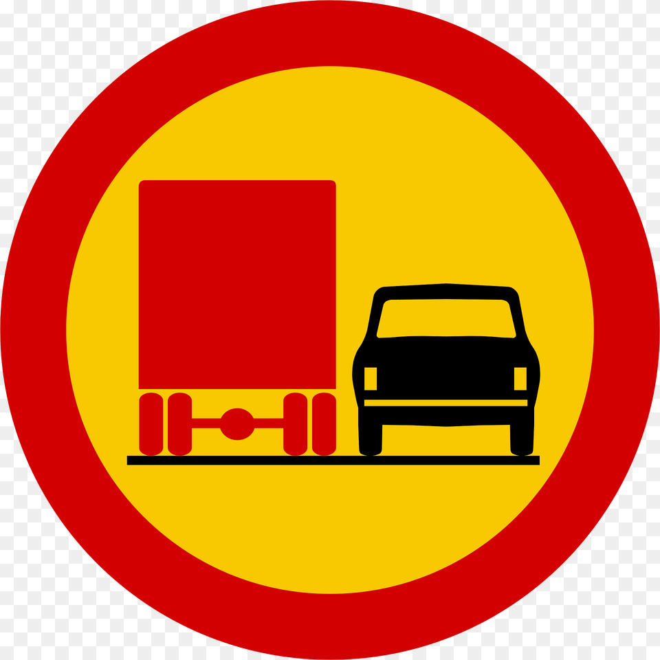 No Overtaking By Heavy Goods Vehicles Sign In Iceland Clipart, Symbol, Car, Transportation, Vehicle Free Png Download
