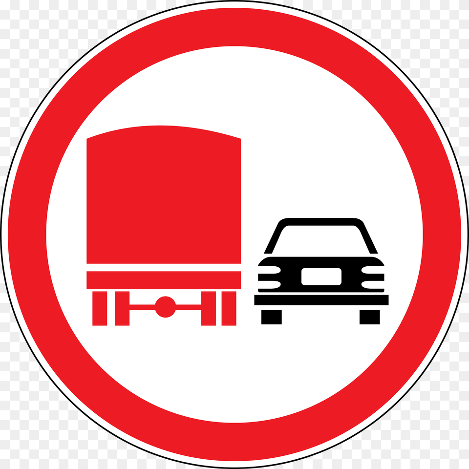 No Overtaking By Heavy Goods Vehicles Sign In Moldova Clipart, Symbol, Road Sign, First Aid Png