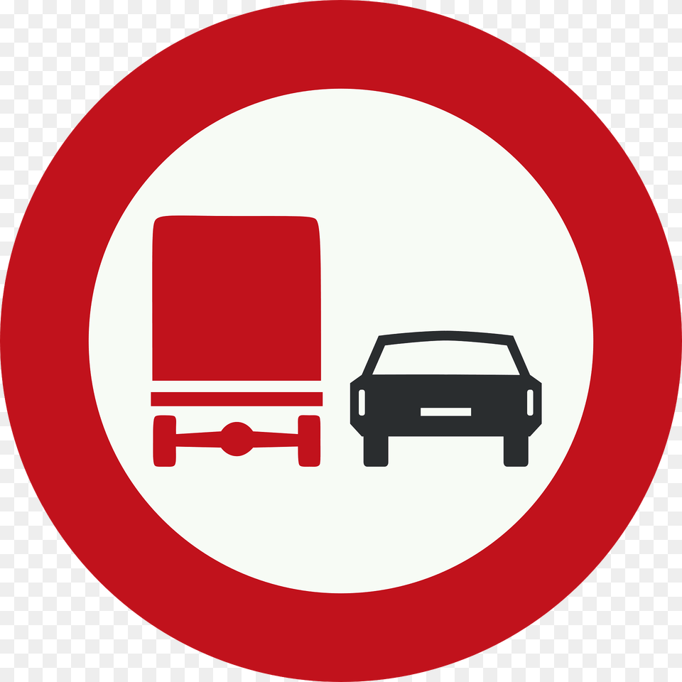 No Overtaking By Heavy Goods Vehicles Sign In Netherlands Clipart, Symbol, Car, Road Sign, Transportation Free Png