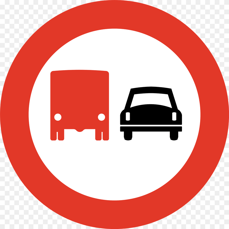 No Overtaking By Heavy Goods Vehicles Sign In Norway Clipart, Symbol, Car, Transportation, Vehicle Free Png
