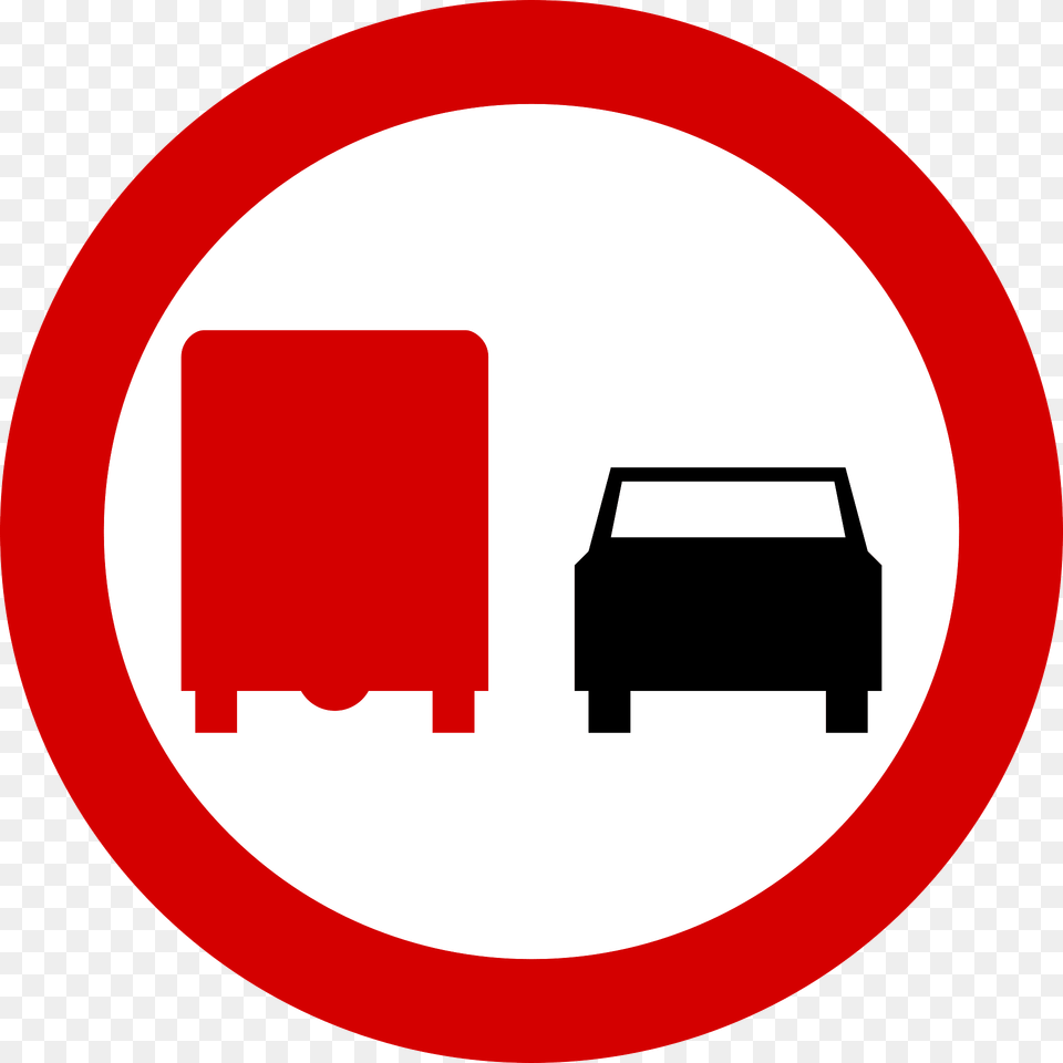 No Overtaking By Heavy Goods Vehicles Sign In Poland Clipart, Symbol, Road Sign Free Transparent Png