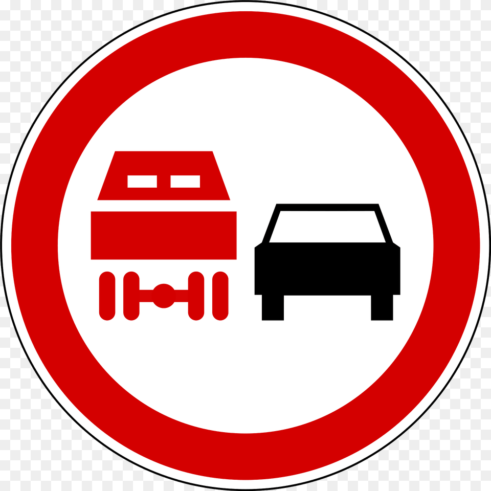 No Overtaking By Heavy Goods Vehicles Sign In Slovenia Clipart, Symbol, Road Sign, First Aid Free Png Download