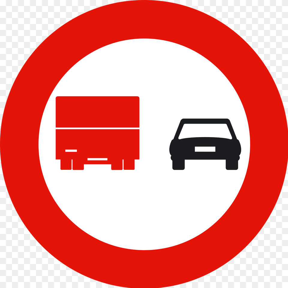 No Overtaking By Heavy Goods Vehicles Sign In Spain Clipart, Symbol, Car, Transportation, Vehicle Png