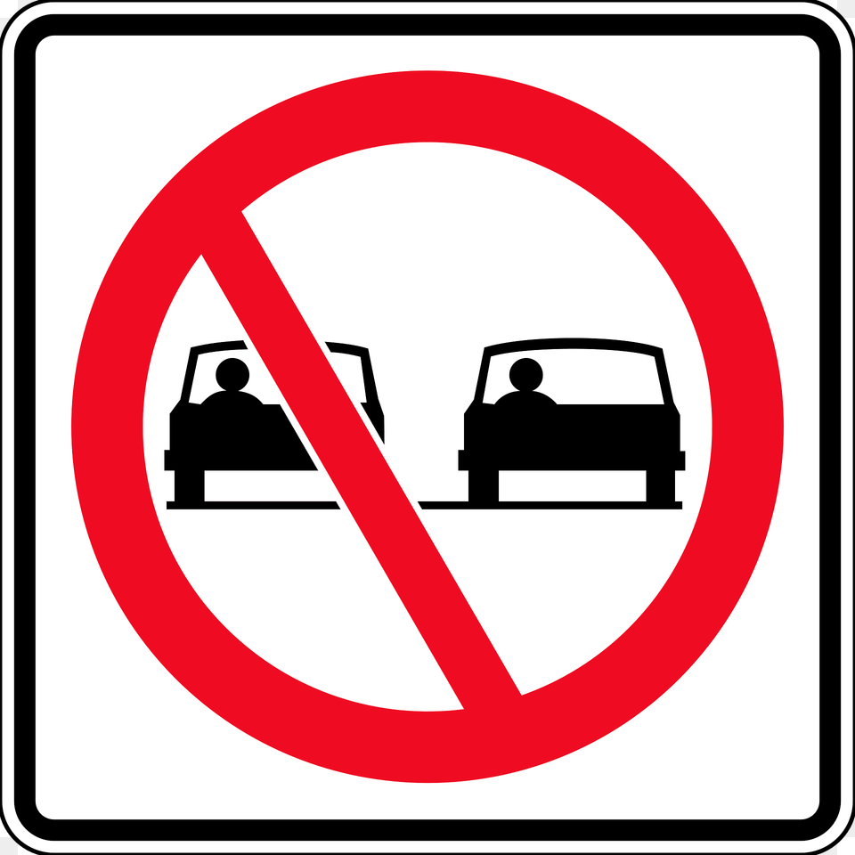 No Overtaking Sign In British Columbia Clipart, Symbol, Road Sign, Person, Car Free Png