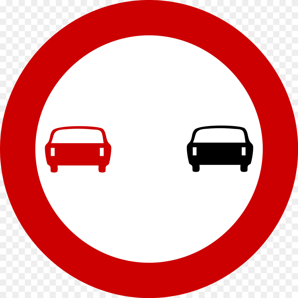 No Overtaking Sign In Greece Clipart, Symbol, Road Sign, Car, Transportation Free Transparent Png