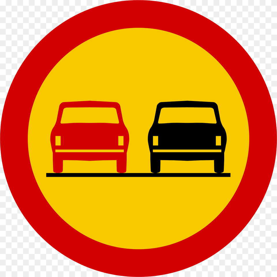 No Overtaking Sign In Iceland Clipart, Symbol, Car, Transportation, Vehicle Png Image