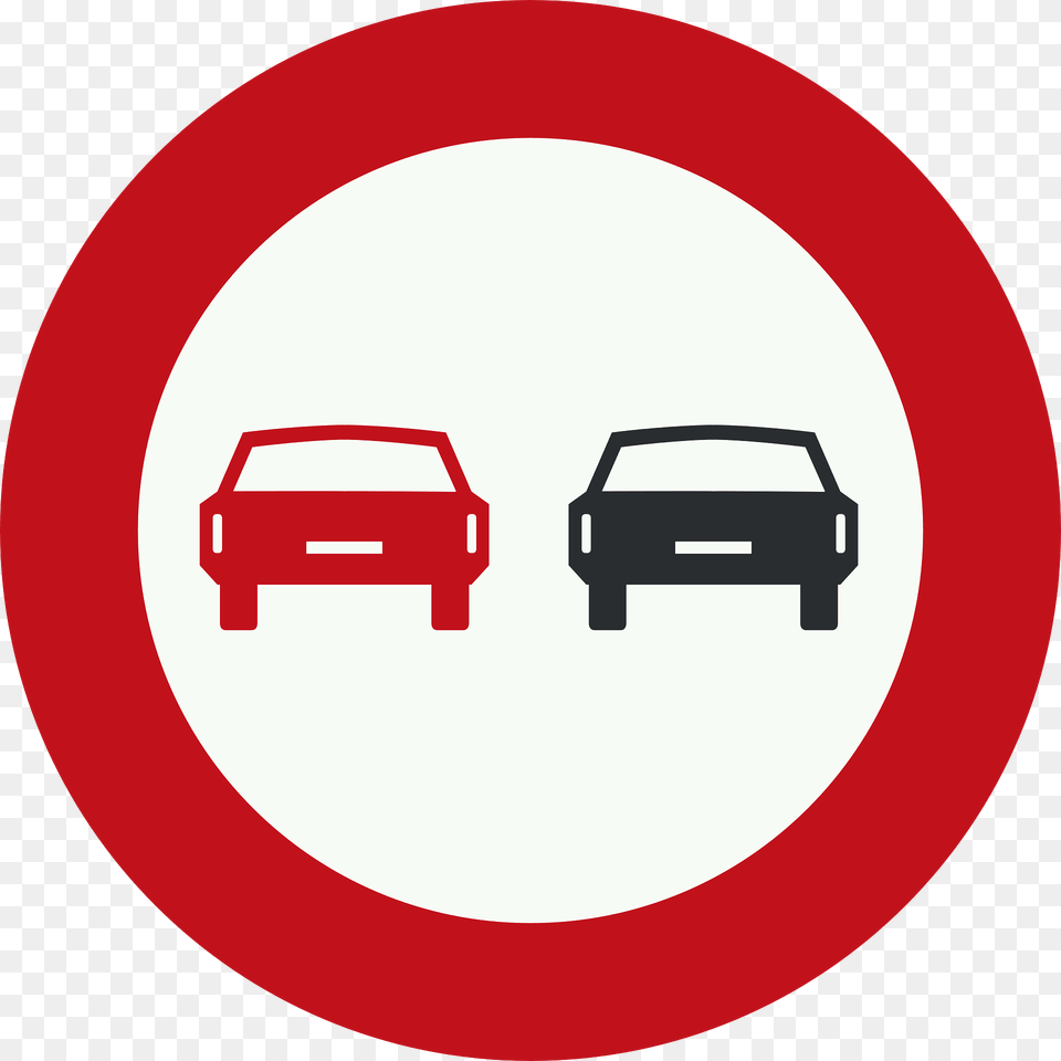 No Overtaking Sign In Netherlands Clipart, Symbol, Car, Transportation, Vehicle Free Transparent Png