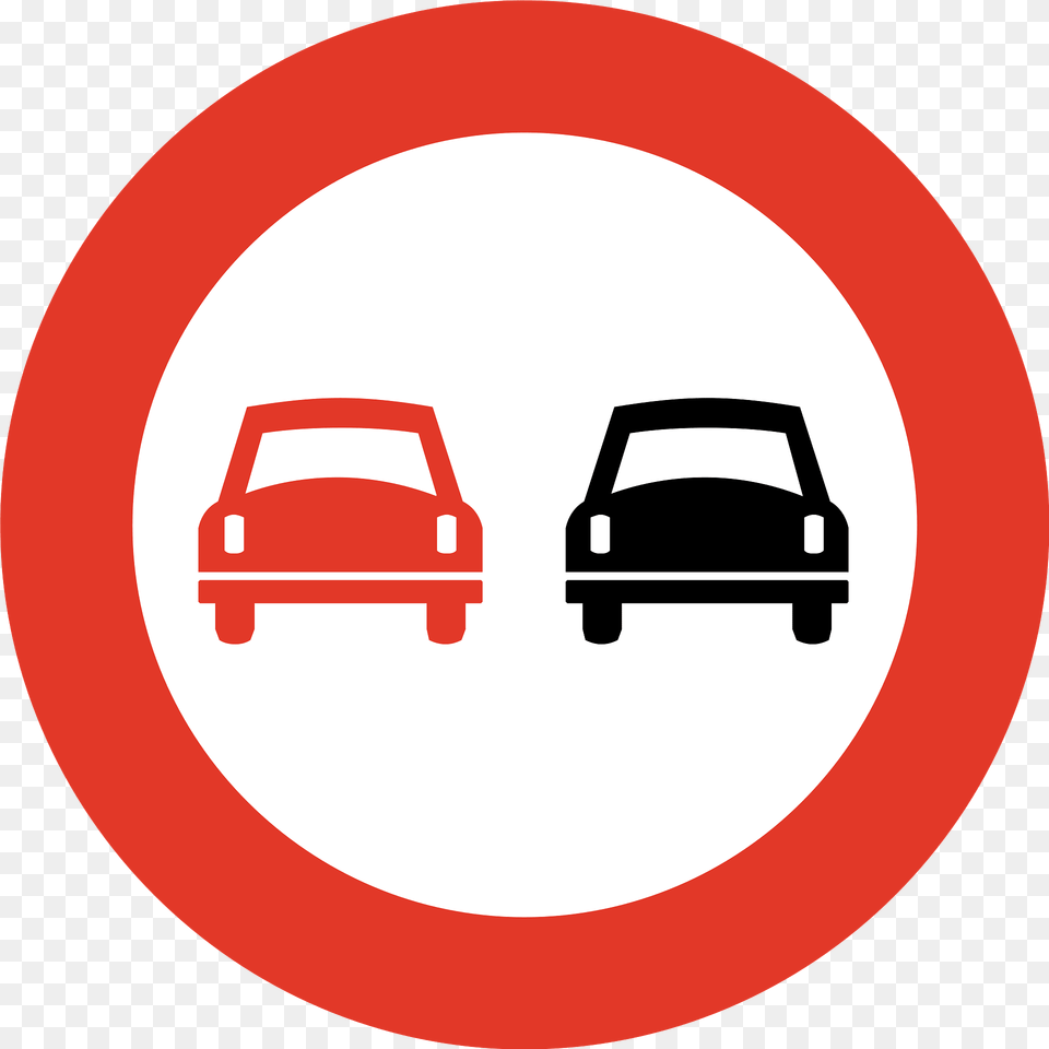 No Overtaking Sign In Norway Clipart, Symbol, Car, Transportation, Vehicle Png