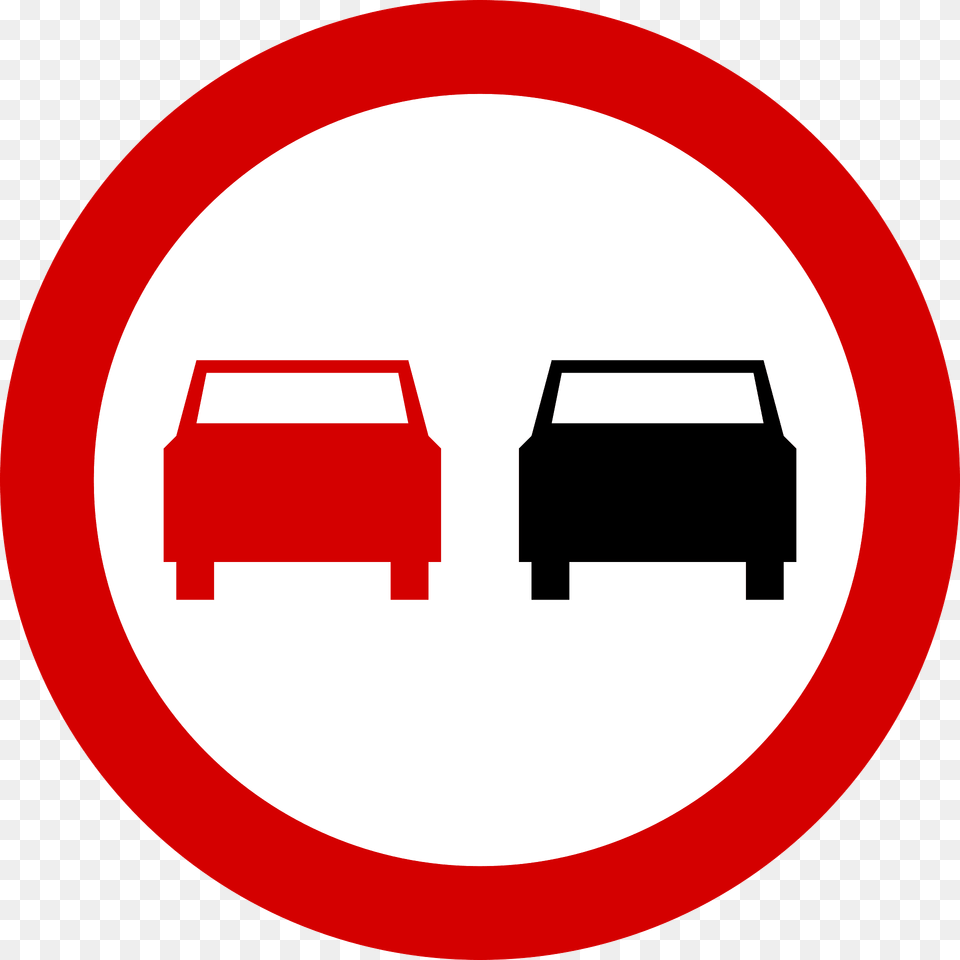 No Overtaking Sign In Poland Clipart, Symbol, Road Sign Png Image