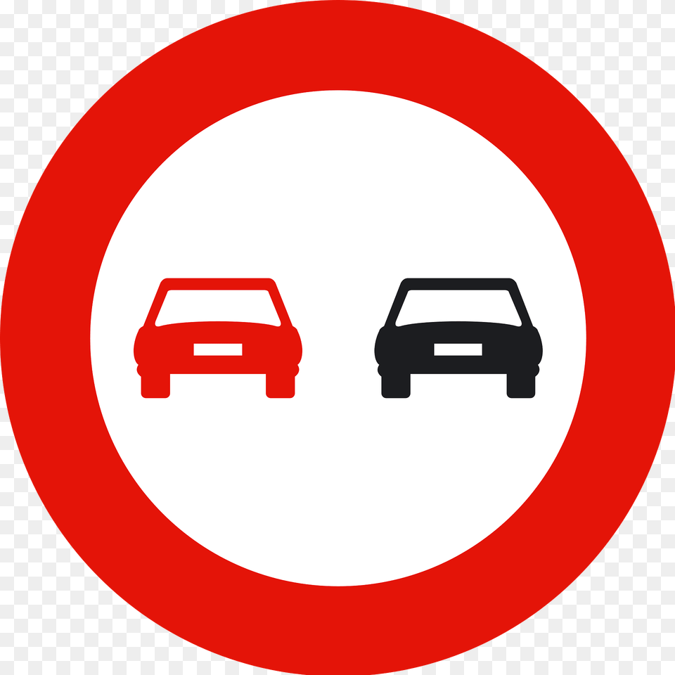No Overtaking Sign In Spain Clipart, Symbol, Car, Transportation, Vehicle Png Image