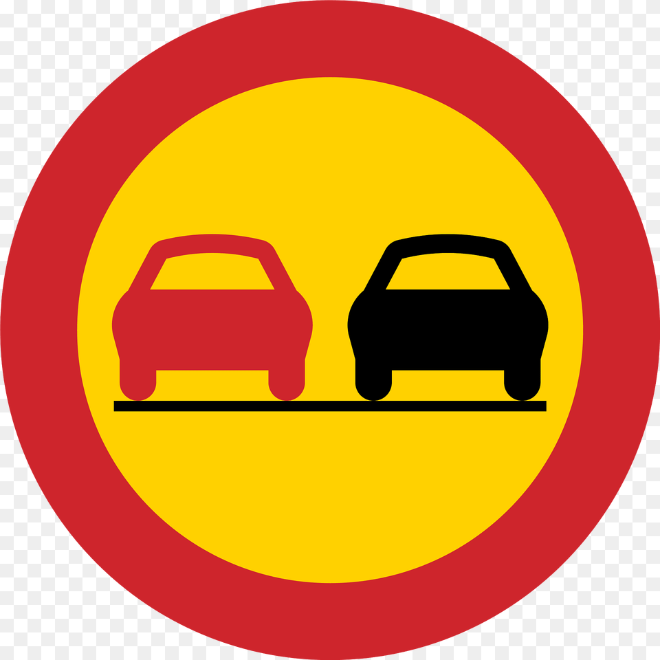 No Overtaking Sign In Sweden Clipart, Symbol, Road Sign, Car, Transportation Png