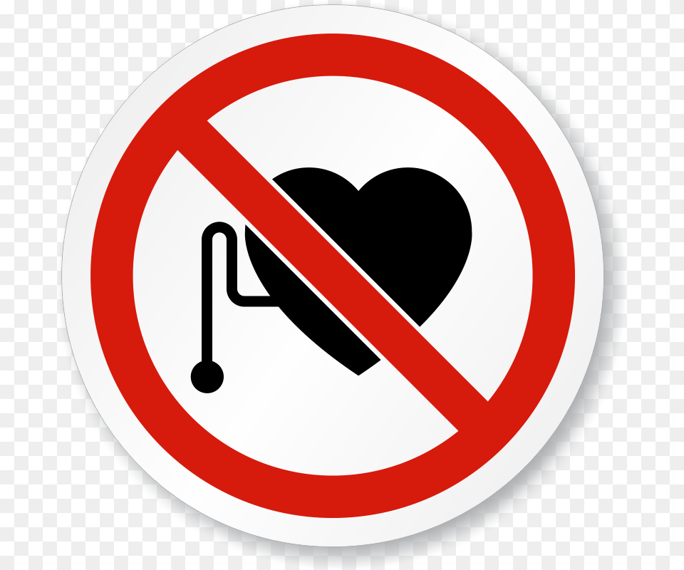 No Pacemakers Wearer Symbol Circle Iso Prohibition Caution Magnetic Field Sign, Road Sign Free Png Download