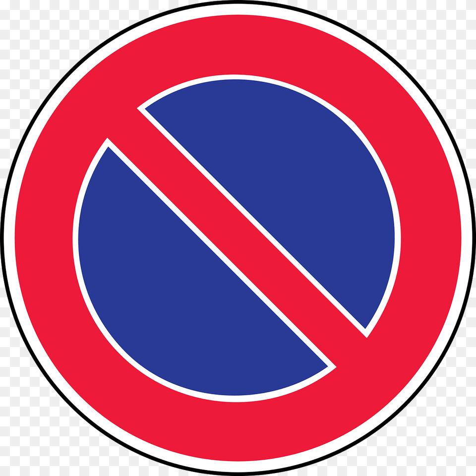 No Parking Or Waiting Sign In Latvia Clipart, Symbol, Road Sign, Disk Free Transparent Png