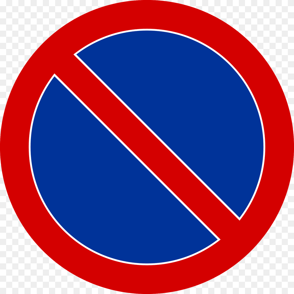 No Parking Or Waiting Sign In Poland Clipart, Symbol, Road Sign Png