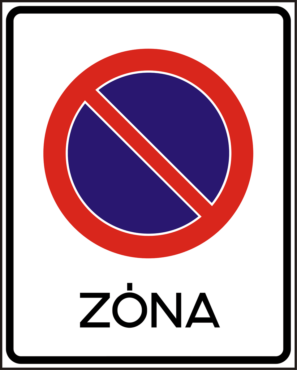 No Parking Zone Sign In Hungary Clipart, Symbol, Road Sign Png Image