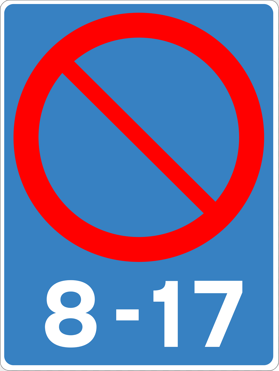 No Parking Zone Sign In Iceland Clipart, Symbol, Road Sign Free Png Download