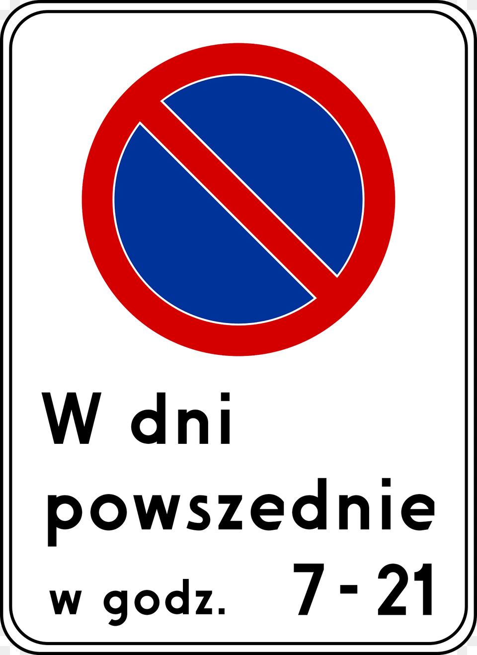 No Parking Zone Sign In Poland Clipart, Symbol, Road Sign Free Png Download