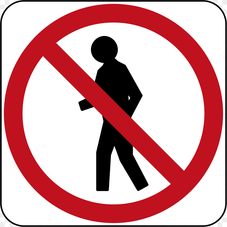 No Pedestrians Sign In Australia Clipart, Symbol, Road Sign, Adult, Male Free Png